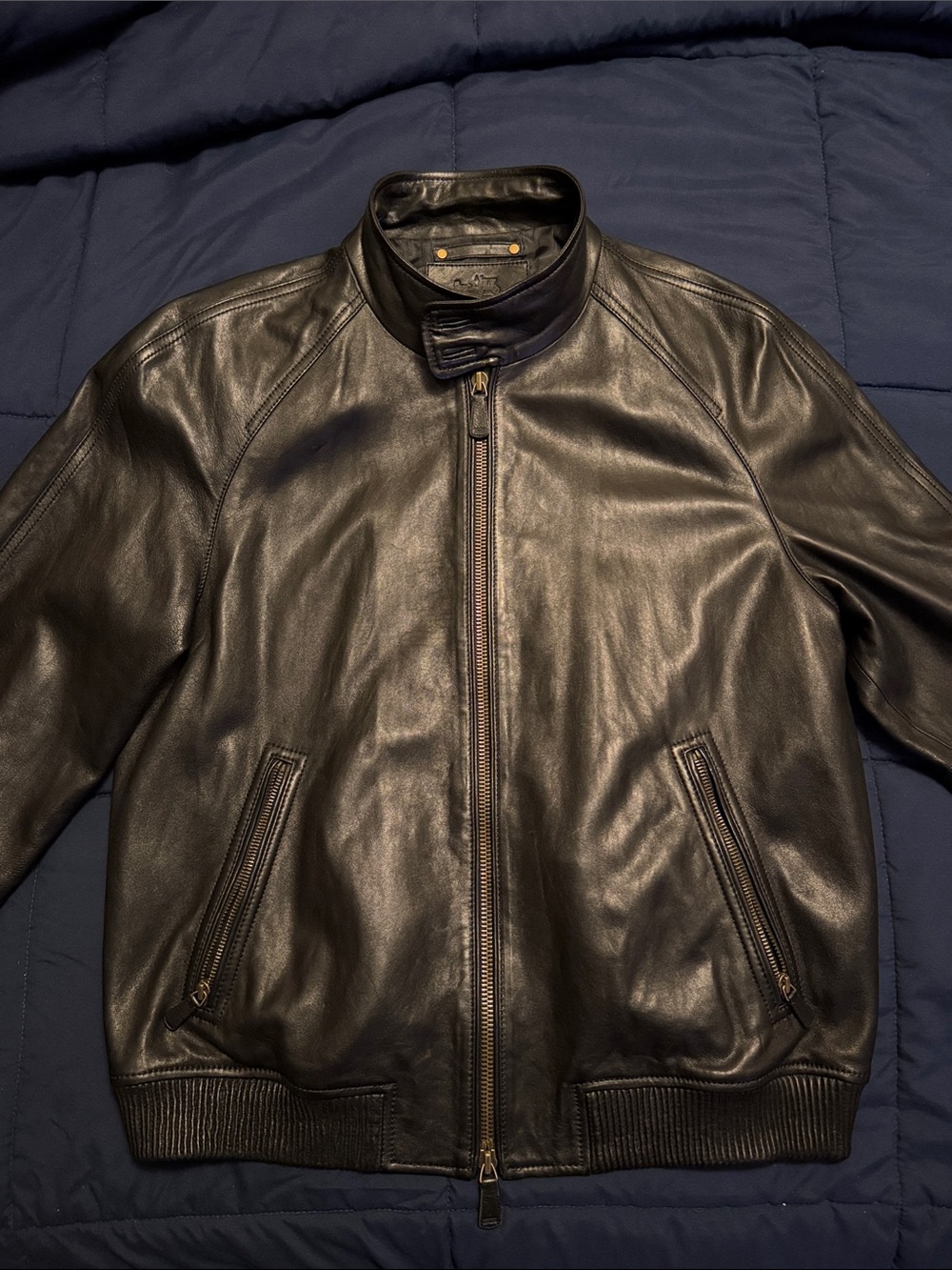 Coach Black Leather Bomber Jacket
